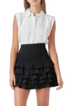 Endless Rose Pintuck Sleeveless Button-up Shirt In White