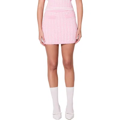 Endless Rose Plaid Sweater Knit Miniskirt In Pink/ivory
