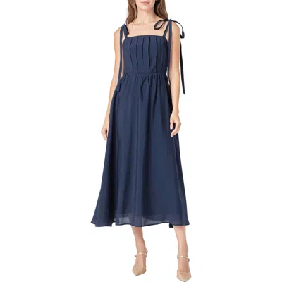 Endless Rose Pleated Fit & Flare Sundress In Navy