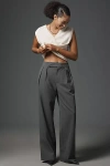 Endless Rose Pleated High-rise Trousers Pants In Gray