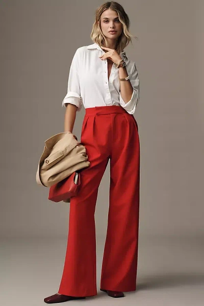 Endless Rose Pleated High-rise Trousers Pants In Red