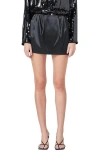 Endless Rose Pleated Satin Miniskirt In Black