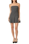 Endless Rose Pleated Strapless Drop Waist Minidress In Charcoal