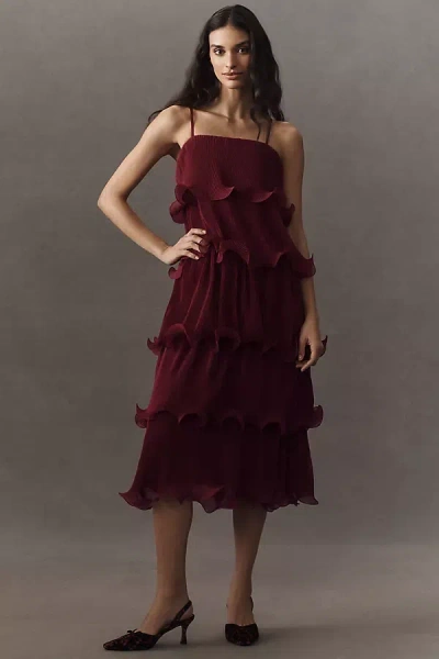 Endless Rose Pleated Tiered Midi Dress In Red
