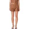 Endless Rose Pleated Tweed Shorts In Camel