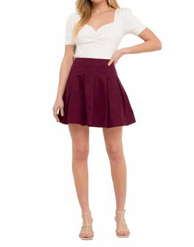 Endless Rose Pleated Waist Mini Skirt In Burgundy
