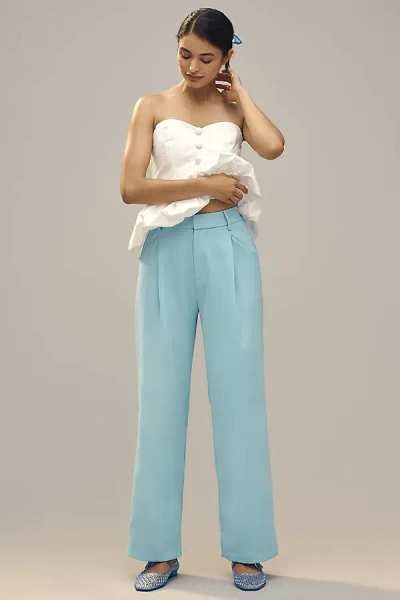Endless Rose Pleated Zip-up Trousers Pants In Blue