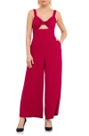 Endless Rose Plissé Cutout Wide Leg Jumpsuit In Violet