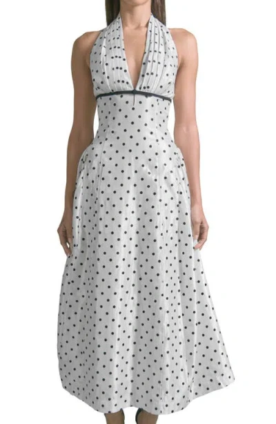 Endless Rose Polka Dot Halter Maxi Dress In White