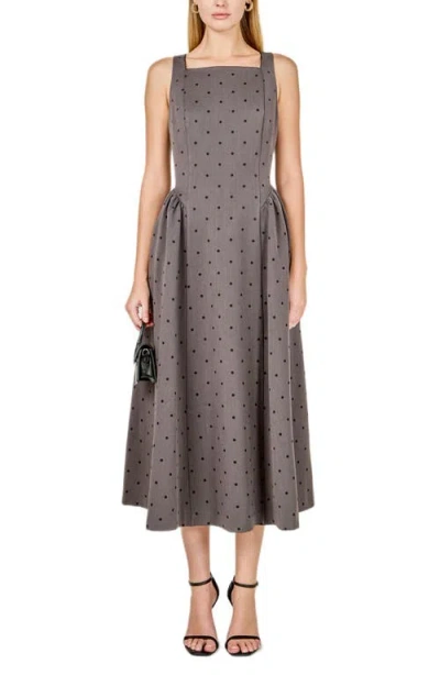 Endless Rose Polka Dot Square Neck Dress In Multi