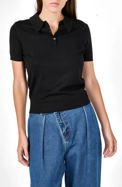Endless Rose Polo Sweater In Black