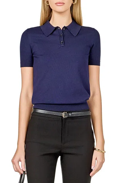 Endless Rose Polo Sweater In Navy