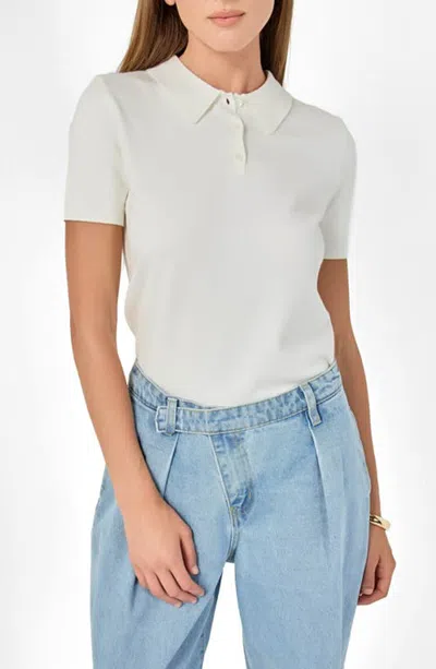Endless Rose Polo Sweater In Off White