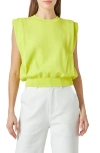 Endless Rose Power Shoulder Sleeveless Blouson Top In Neon Yellow