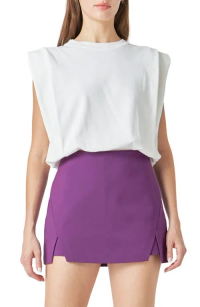 Endless Rose Power Shoulder Sleeveless Blouson Top In White