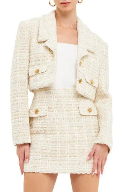Endless Rose Premium Crop Tweed Jacket In Neutral