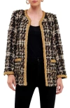 Endless Rose Premium Sequin Tweed Jacket In Black Multi