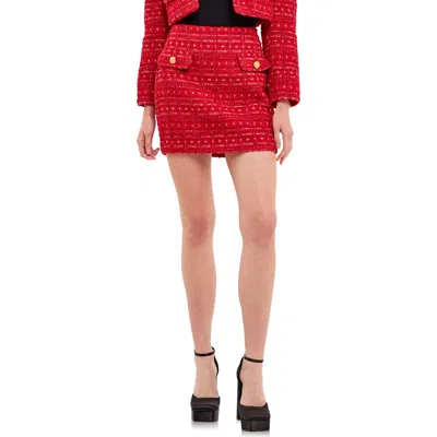 Endless Rose Premium Tweed Miniskirt In Red