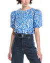 Endless Rose Printed Elastic Top In Blue