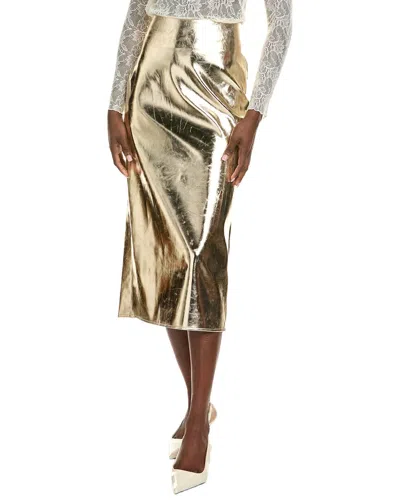 Endless Rose Printed Foil Leather Maxi Skirt In Gold