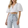 Endless Rose Puff Sleeve Corset Crop Top In White