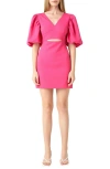 Endless Rose Puff Sleeve Cutout Minidress In Pink