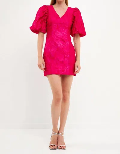 Endless Rose Puff Sleeve Mini Dress In Raspberry In Multi