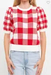 Shop Endless Rose Puffy Sleeve Top In Red