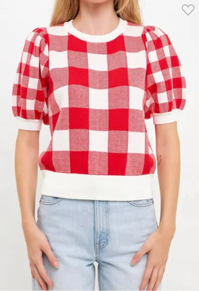 Endless Rose Puffy Sleeve Top In Red