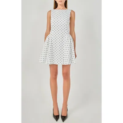 Endless Rose Puffy Sleeveless Minidress In White/black