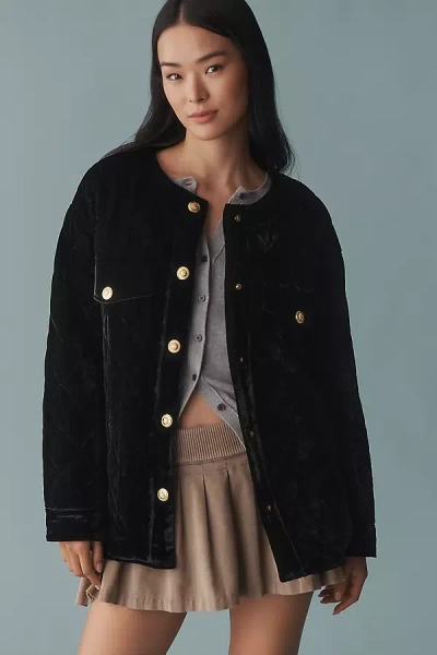 Endless Rose Quilted Velvet Jacket In Black