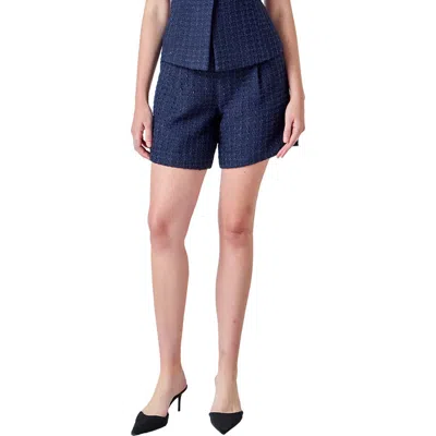 Endless Rose Relaxed Tweed Shorts In Blue