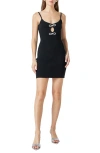 Endless Rose Rhinestone Bow Knit Minidress In Black