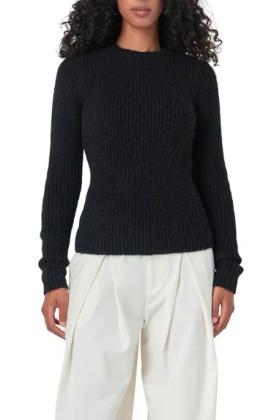 Endless Rose Rib Crewneck Sweater In Black