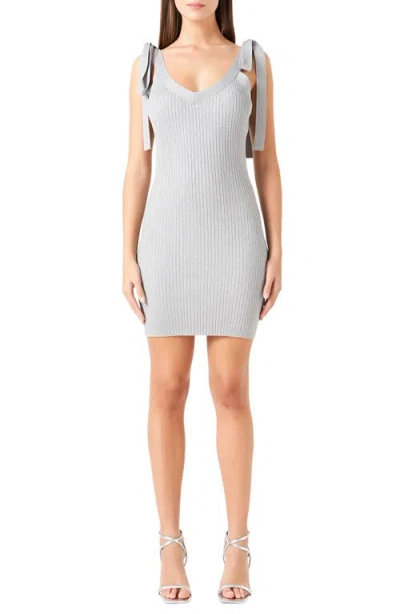 Endless Rose Ribbed Body-con Minidress In Silver