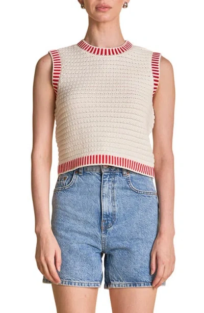 Endless Rose Ribbed Border Sweater Tank In White