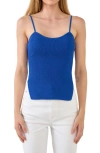 Endless Rose Ribbed Corset Camisole In Blue