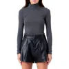 Endless Rose Ribbed Mock Neck Top In Charcoal