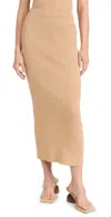 Endless Rose Women's Ribbed Slit Maxi Skirt In Camel
