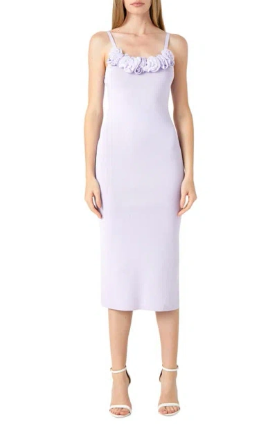 Endless Rose Rosette Detail Body-con Midi Dress In Lavender