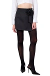 Endless Rose Rosette Faux Wrap Miniskirt In Black