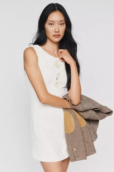 Endless Rose Rosette Tweed Mini Dress In White