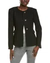 Endless Rose Round Neck Wool-blend Blazer In Black