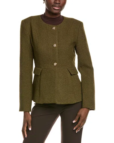 Endless Rose Round Neck Wool-blend Blazer In Brown