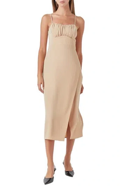 Endless Rose Ruched Bust Midi Dress In Neutral