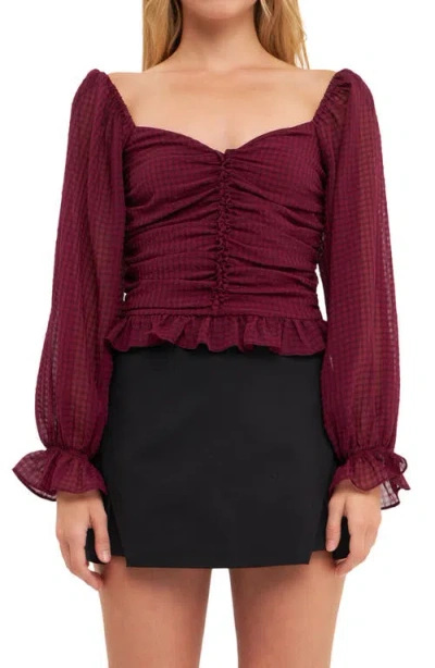 Endless Rose Ruched Chiffon Top In Violet