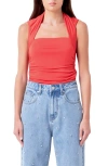Endless Rose Ruched Square Neck Top In Red
