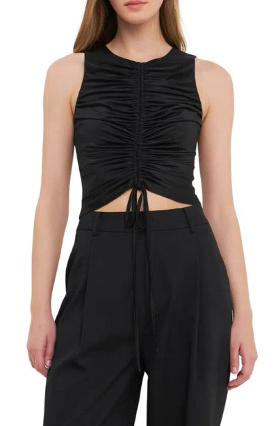 Endless Rose Ruched Stretch Crop Tank In Black