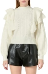 Endless Rose Ruffle Cable Stitch Sweater In Ivory