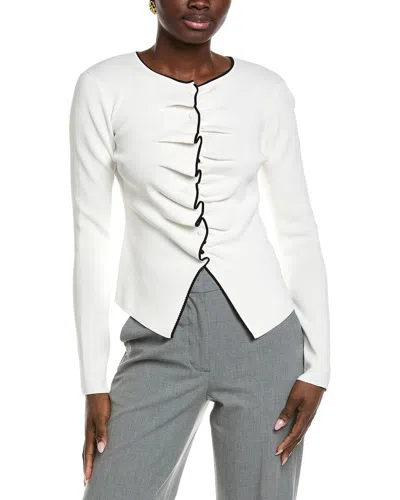 Endless Rose Ruffle Draped Knit Top In White